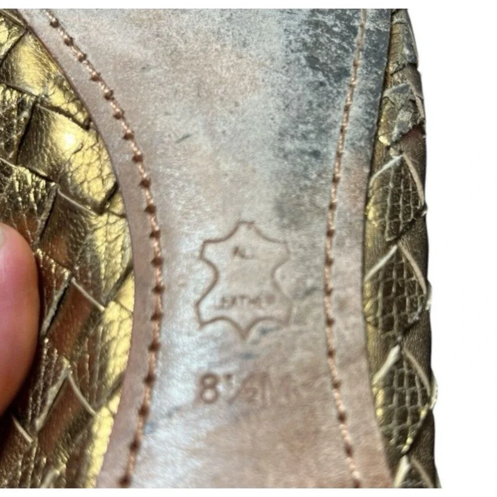 Tory Burch Prescot Womens Ballet Flats Gold Woven Leather Metallic Size 8.5 M